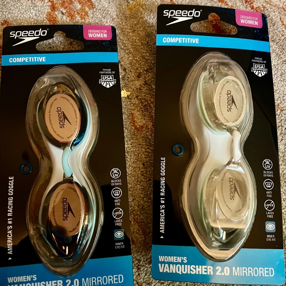 Speedo Vanquisher 2.0 Women Mirrored Swim Goggles - 2 pairs!